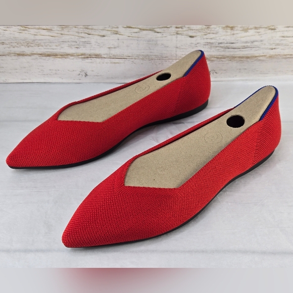 Rothy's Ballet Flats Pointed Toe Bright Red Women's Size 8 - Picture 3 of 14